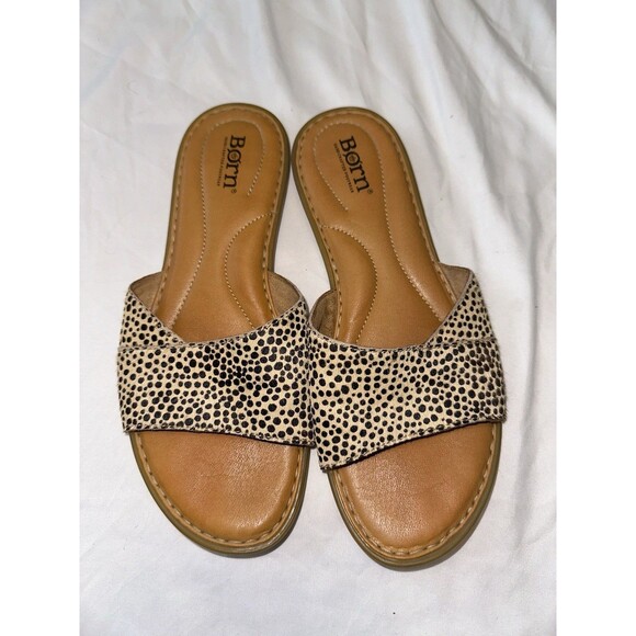 Born Alli Sandals Animal‎ Print Cheetah Flat Ankle Strap  Size 8 - Picture 5 of 6